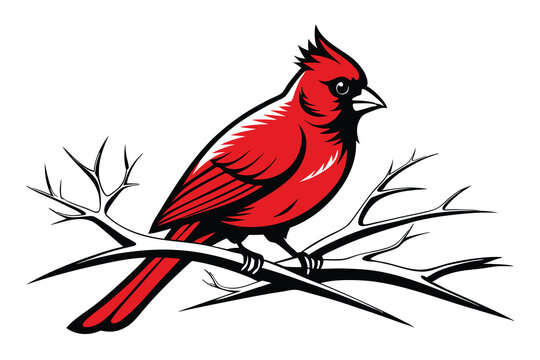 recommend clip art: A proud cardinal perched on a snowy branch B.eps