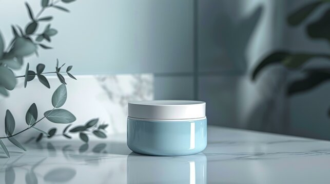 Blue and white cosmetic product photography