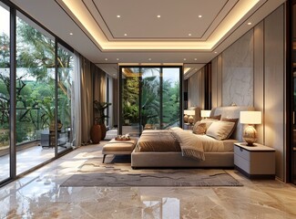 Fototapeta premium Luxury Modern Bedroom Interior Design Illustration