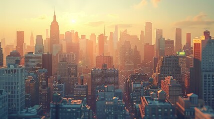 Fototapeta premium Sunset Cityscape Skyline Architecture View