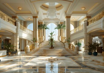 Fototapeta premium Grand Luxury Mansion Entrance Hall Interior Design