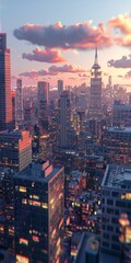 Cityscape Metropolis Dusk Panorama
