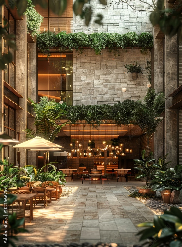 Wall mural Tropical Interior Courtyard Design Concept