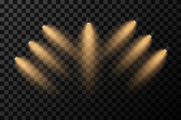 Spotlight, studio and podium lighting. Vector illustration
