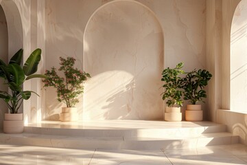 Beige Interior Design with Plants