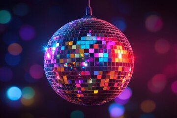 Obraz premium a colorful disco ball hanging from a string