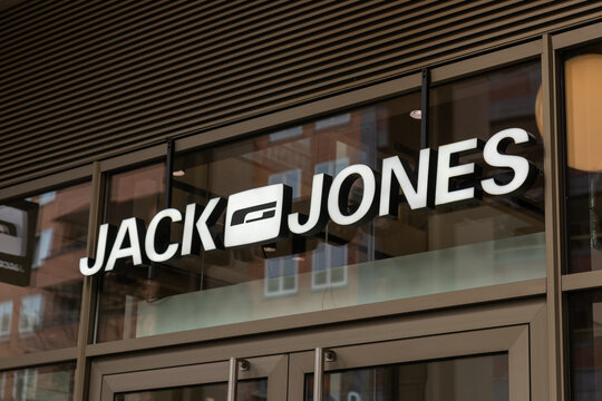 JACK and JONES store front entrance logo, a urban sportswear, casual classics, beautiful suits and accessories and shoes shop. Utrecht in the Netherlands. 3 January 2023. 