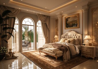 Luxury Elegant Bedroom Interior Design Illustration