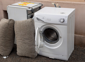 Old electronic waste, washing machine and dishwasher for recycling