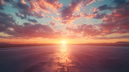 Sunset Over a Straight Road - Realistic Image