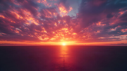 Sunset Sky with Dramatic Clouds and Horizon - Background Image