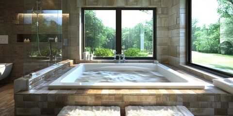Luxury Modern Spa Bathroom with Scenic View