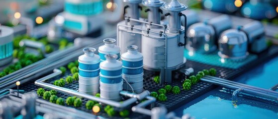 Obraz premium Integrated Water Purification System Design Model