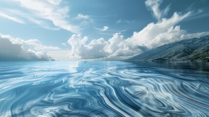 Fototapeta premium Rippling Blue Sands Beneath Dramatic Cloudy Sky at Horizon