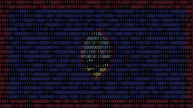 Binary code on flag of Guam. Program source code or Hacker concept on Guamanian flag. Guam digital technology security, hacking or programming