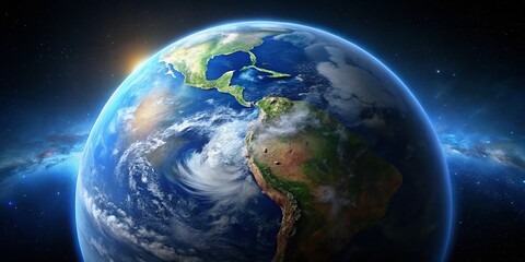 Obraz premium Stunning Space Image of Earth from Orbit Capturing the Blue Planet's Beauty Against the Blackness