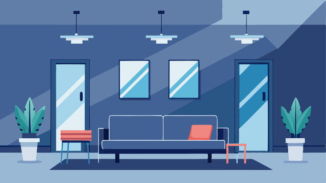 The overall aesthetic of the waiting area is modern and sleek with clean lines and a minimalist approach to decor.