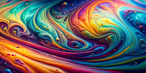 Rainbow Swirl: Abstract Fluid Art Macro Photography 