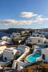 Villaggio con vista mare vicino Akrotiri a Santorini in Grecia