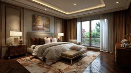 Fototapeta premium Luxury Bedroom Interior Design Illustration