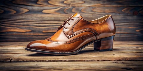Stylish and Modern Shoe on a Wooden Surface Perfect for Fashion and Retail Photography Needs