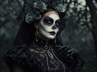 A spooky graveyard scene illuminated by flickering lights