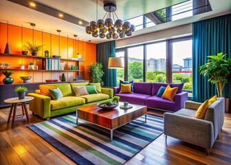 Stylish Modern Bachelor Pad Interior Design with Chic Furnishings and Open Space for Contemporary Living and Relaxation