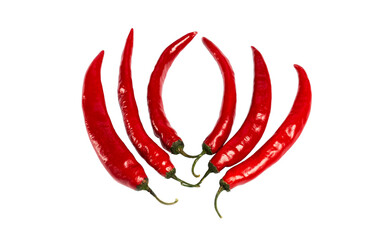 red hot chili peppers isolated on white background