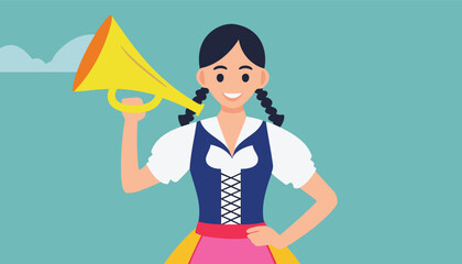  The Germany girl with dirndl and horn