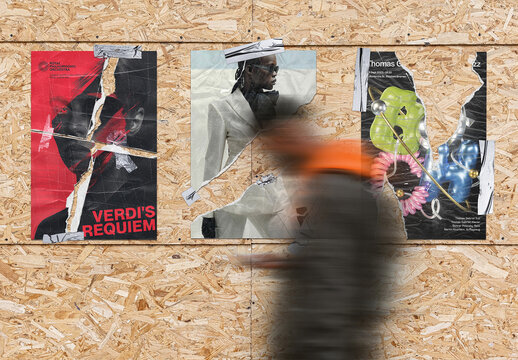 3 Posters On The Wall Mockup. Design Presentation Template