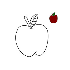 Cartoon apple vector illustration coloring book for kids