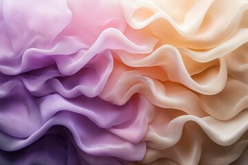 Obraz premium Close-up of Wrinkled Pastel Purple and Beige Sheer Fabric