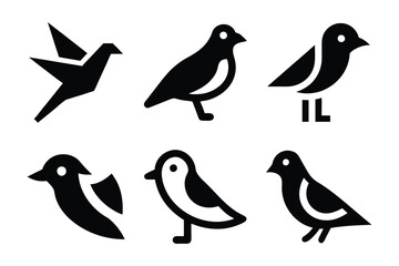 Stylized bird icon vector in black and white