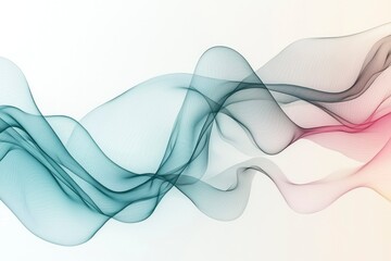 Fototapeta premium Abstract Wavy Lines in Pastel Green and Pink on White Background