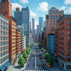 Fototapeta premium City Street Scene with Modern Buildings