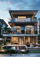 Fototapeta premium Modern Luxurious House Exterior Design