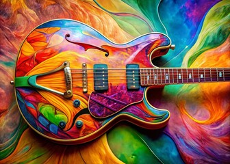Vibrant Abstract Guitar Art: Colorful Expression of Music and Creativity in Modern Design for Music Lovers and Art