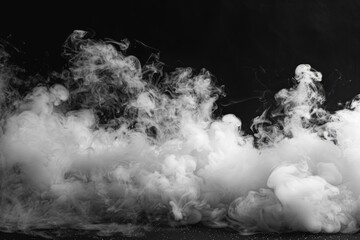 White smoke cloud on black background
