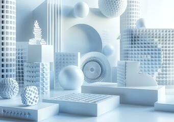 White abstract geometric shapes composition