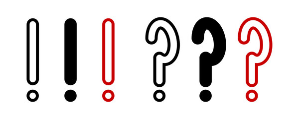 Fototapeta premium Question mark and exclamation mark doodle icons with simple and modern design