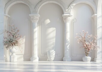 Naklejka premium Elegant White Architectural Interior Design