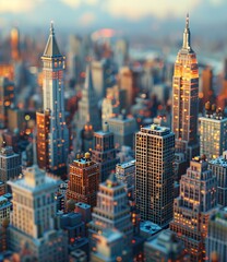 Naklejka premium Pixelated Cityscape of New York Metropolis