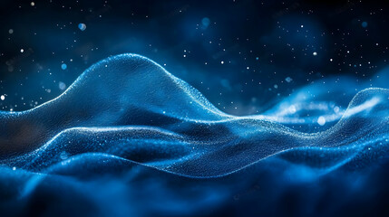 Naklejka premium Abstract Blue Wavy Background with Sparkling Dust