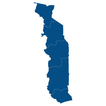 recommend clip art: Togo map. Map of Togo in administrative provinces in blue color