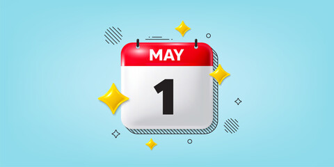 Calendar date of May 3d icon. 1st day of the month icon. Event schedule date. Meeting appointment time. 1st day of May. Calendar month date banner. Day or Monthly page. Vector