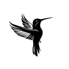 Obraz premium Hummingbird Silhouette, Illustration Isolated On White Background