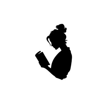 recommend clip art: Woman reading book silhouette 