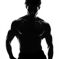 Naklejka premium Man Shirtless Silhouette, Illustration Isolated On White Background