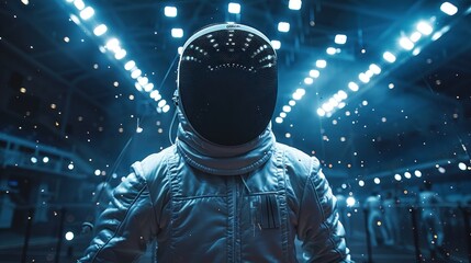 A fencer lunging during a fencing match at the Summer Olympics