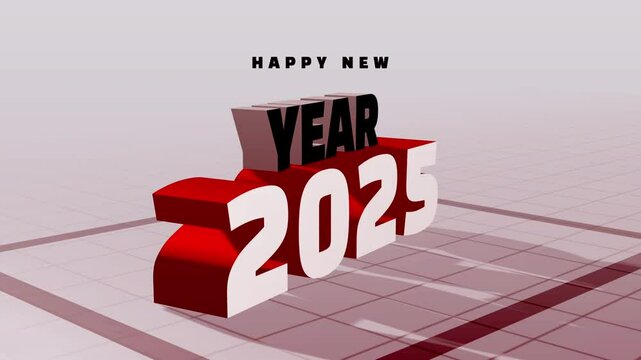 2025 Happy New Year 3D Animation with Vibrant Color Variations